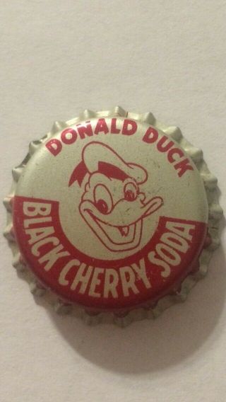 Vintage Donald Duck Black Cherry Soda Bottle Cap Walt Disney Productions Nos