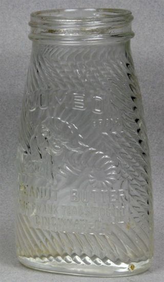 Vintage GLASS ELEPHANT SPIRAL RIBBED JAR JUMBO PEANUT BUTTER 9 - 1/2 Oz 2