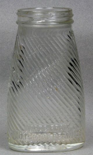 Vintage GLASS ELEPHANT SPIRAL RIBBED JAR JUMBO PEANUT BUTTER 9 - 1/2 Oz 4