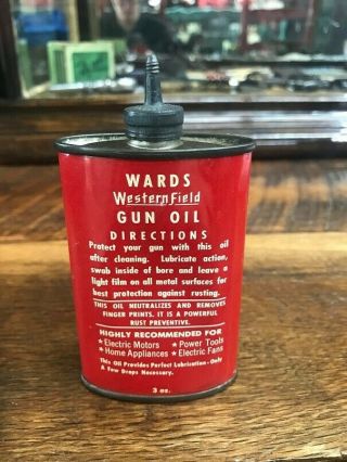 Vintage 3OZ Ward ' s WesternField Gun Oil Can - - Empty 2