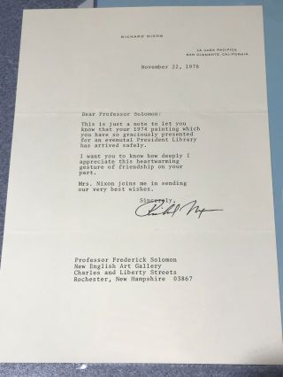 Richard Nixon Signed Letter On Personal Letterhead November 22,  1978 Auto