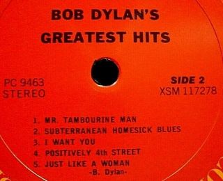 BOB DYLAN ' s - Greatest Hits - Columbia pc9463 NM 1D/2D LP,  MILTON GLASER poster 5