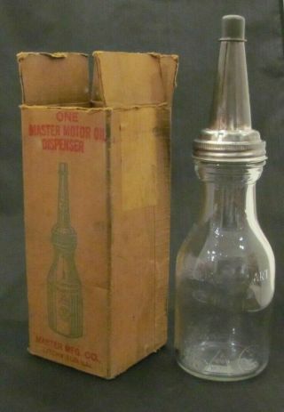 Vintage - The Master Mfg Co.  - Oil Spout & One Quart Duraglass Jar
