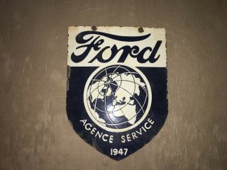 Porcelain Ford 1947 Enamel Sign 24 X 18 Inches