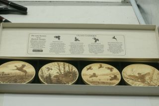 Set Of 4 Barlow Scrimshaw Style Upland Gamebird Coasters Pheasant Grouse Quail