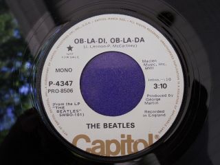 The Beatles Ob - La - Di Ob - La - Da Capitol Records Promo White Label 45 Rpm P/s Rare