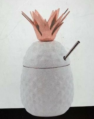 Copper Stainless White Pineapple Tumbler Cup Mug Metal Straw
