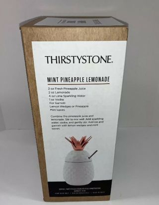 Copper Stainless White Pineapple Tumbler Cup Mug Metal Straw 5