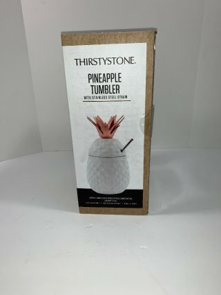 Copper Stainless White Pineapple Tumbler Cup Mug Metal Straw 7