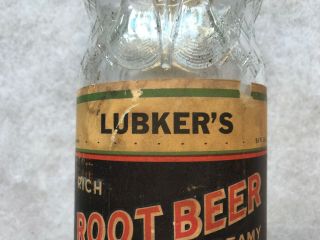 LUBKER’S Vintage Root Beer Paper Label Quart Bottle,  Quincy,  Illinois 4
