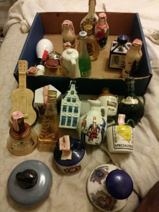 miniature very old liquor bottles various brands some with contents 6