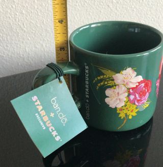 Starbucks Ban.  Do Holiday 2018 Ceramic Mug Green Floral 12oz Handle No Box