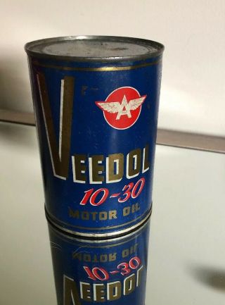 Veedol 1950s Oil Vtg Full Metal Quart Can Gas Station Flying A Sign Tide Water