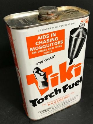 Rare 1960s Tiki Torch Fuel Can Easter Island Head John Charles Company Torrance