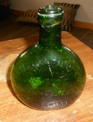 Vintage 6 Inch Josef C Wieninger Green Glass Bottle Good