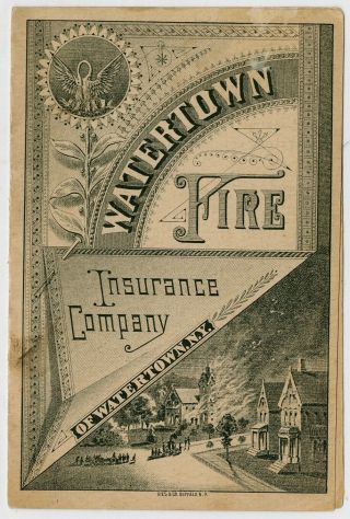 Watertown Fire Insurance Company Folding Trade Card