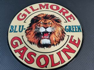 VINTAGE GILMORE OIL COMPANY LION BLU - GREEN 11 3/4 
