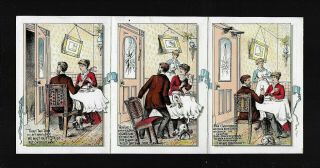 3 Panel Fold - Out Victorian Trade Card - 1880s - Rare Card