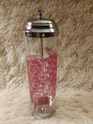 Vtg Tab Coca Cola Soda Metal/glass Drinking Straw Dispenser Holder Jar
