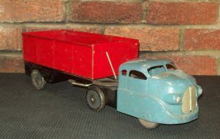 Vintage Wyandotte Toys Pressed Steel Dump Truck Blue Red Black