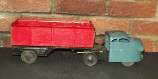 Vintage Wyandotte Toys Pressed Steel Dump Truck Blue Red Black 2