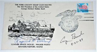 President George H.  W.  Bush Signed A Stamped Envelope For Stamp Club