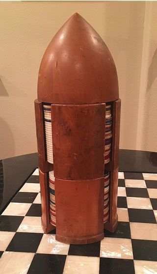Rare Vintage Poker Chip Caddy Carousel,  Unusual Rocket Or Bullet Shape