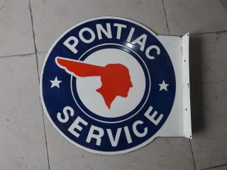 Porcelain Pontiac Authorized Service 24 " Round 2 Sided With Flange