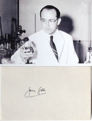 Jonas Edward Salk Developed Polio Vaccine In 1955 Autograph Signed Card