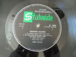 Sonny Rollins - Saxophone Colossus 1964 UK LP STATESIDE 4