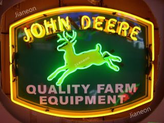 John Deere Quality Farm Equipment Tractor Dealer Real Neon Sign Light