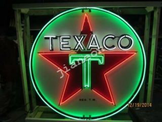 24 " X24 " Texaco Gas Gasoline Motor Oil Pump Real Glass Neon Sign Beer Bar Light