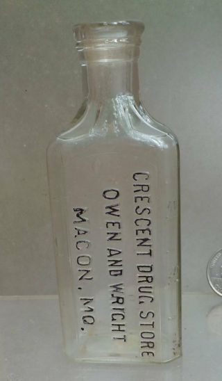 Missouri Drug Store Bottle - Crescent Drug Store - Macon - 1890s