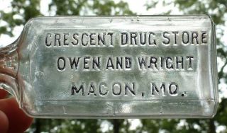 MISSOURI DRUG STORE BOTTLE - Crescent Drug Store - Macon - 1890s 4
