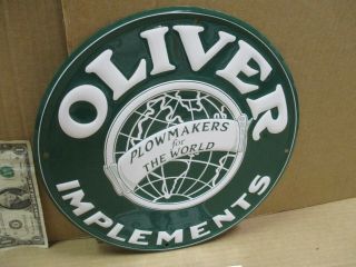 Oliver - Plowmakers For The World - - - Round Sign - - Shows Their Early World Logo