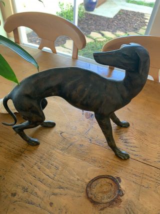 Vintage Metal Figure Of A Whippet Or Italian Greyhound Dog Statue