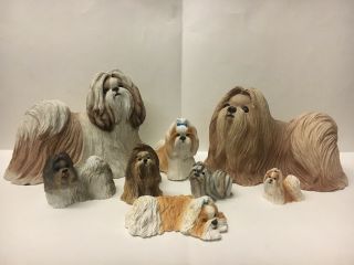 Shih Tzu Statues Sandy Cast,  Living Stone And Stone Critters