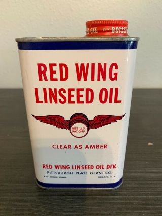 Full Nos Vintage 1960’s Red Wing Boot And Shoe Oil Full Can Tin Gas Oil Linseed