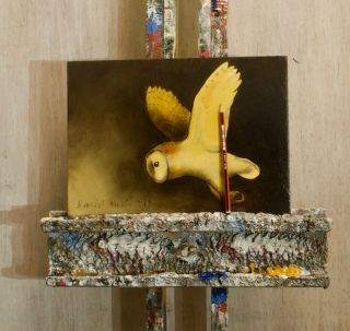 BARN OWL : OIL PAINTING : Falconry Flying Bird Art by David Andrews 4