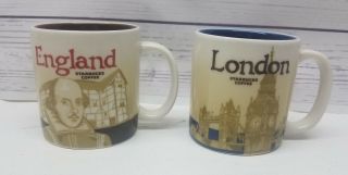 Starbucks London & England 3 Oz Espresso Coffee Mini Mugs Cups