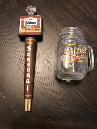 Shiner Bock Beer Tap Handle And Glass Bavarian Style Amber Brewer’s Pride No.  8