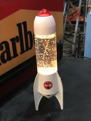 Vintage Coca Cola Collectible Light Up Water Cyclone Rocket Lamp Rare 90s