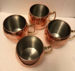 Set Of 4 Makers Mark Mule Copper Plated Barware Mugs