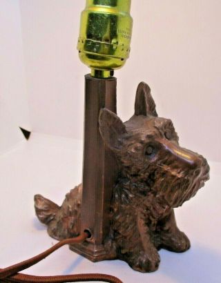 Cast Copper Scotty Terrier Dog Lamp Vintage