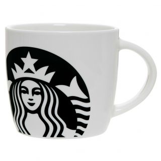 Starbucks 14 Oz Ceramic Coffee Tea Mug Cup White Black Siren Mermaid 2018