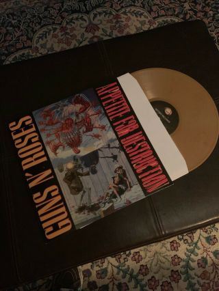 Guns N’ Roses “appetite For Destruction” Og ‘87 Banned Cover Lp Yellow Marble