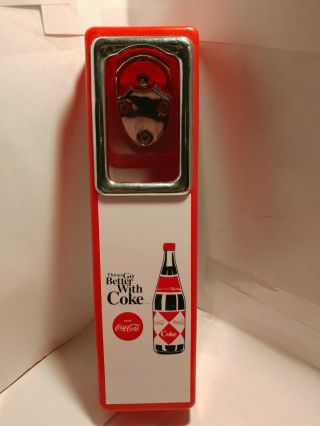 Coca - Cola Wall Mount Bottle Opener With Catcher Retro Style