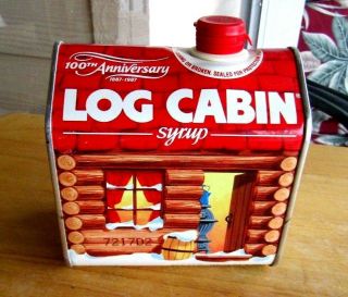 1887 - 1987 100 Year Commemorative Log Cabin Syrup Tin Factory Full Rare
