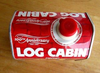 1887 - 1987 100 YEAR COMMEMORATIVE LOG CABIN SYRUP TIN FACTORY FULL RARE 2