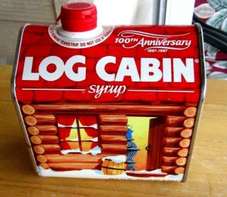 1887 - 1987 100 YEAR COMMEMORATIVE LOG CABIN SYRUP TIN FACTORY FULL RARE 4